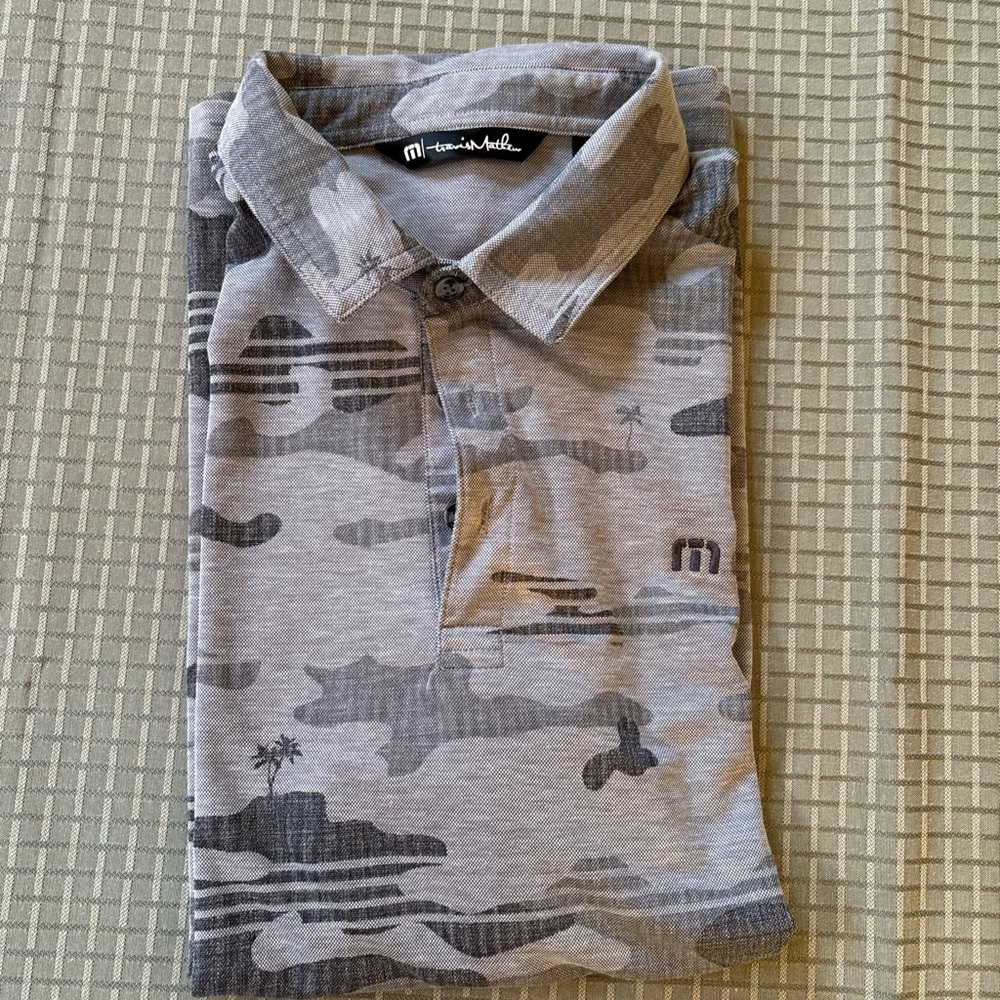 Travis Mathew Gray Camouflage Polo Shirt